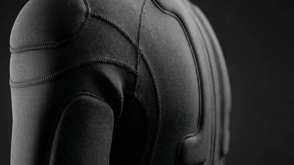 Close up of the shoulder and upper arm electrode pads on the Visionbody EMS suit
